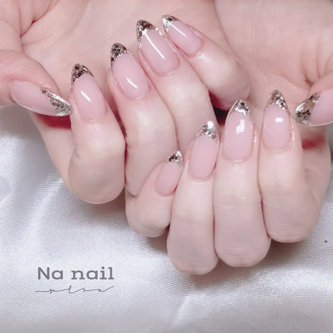 ネイル フレンチネイル ガラスフレンチ ハンドネイル Anna nailのネイルデザイン
