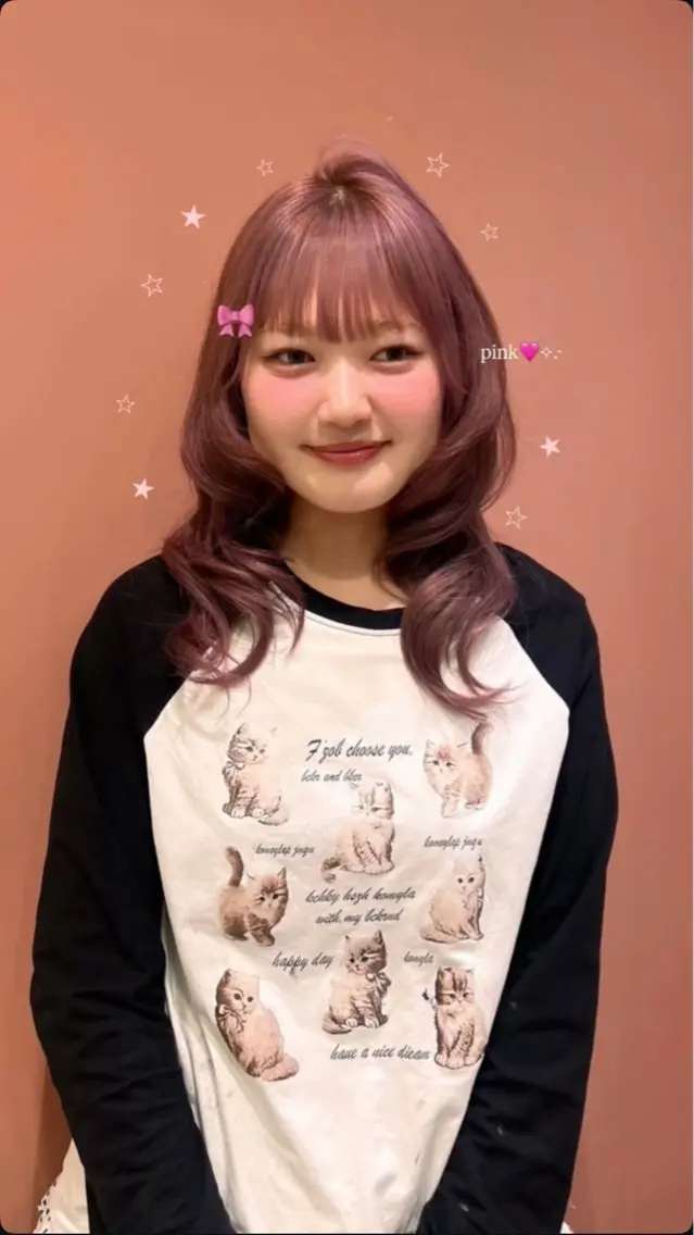 ロング カラー ブリーチ ピンクカラー ヘアカラー KANO🐈‍⬛🎀 ニュアンス/レイヤーのヘアスタイル
