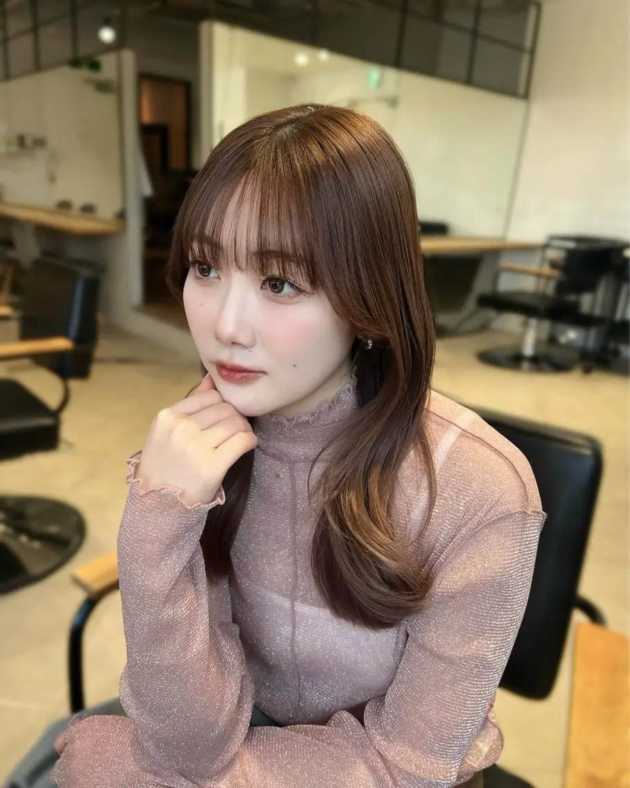 セミロング カラー 髪質改善/韓国ヘア 顔まわり特化yutoのヘアスタイル