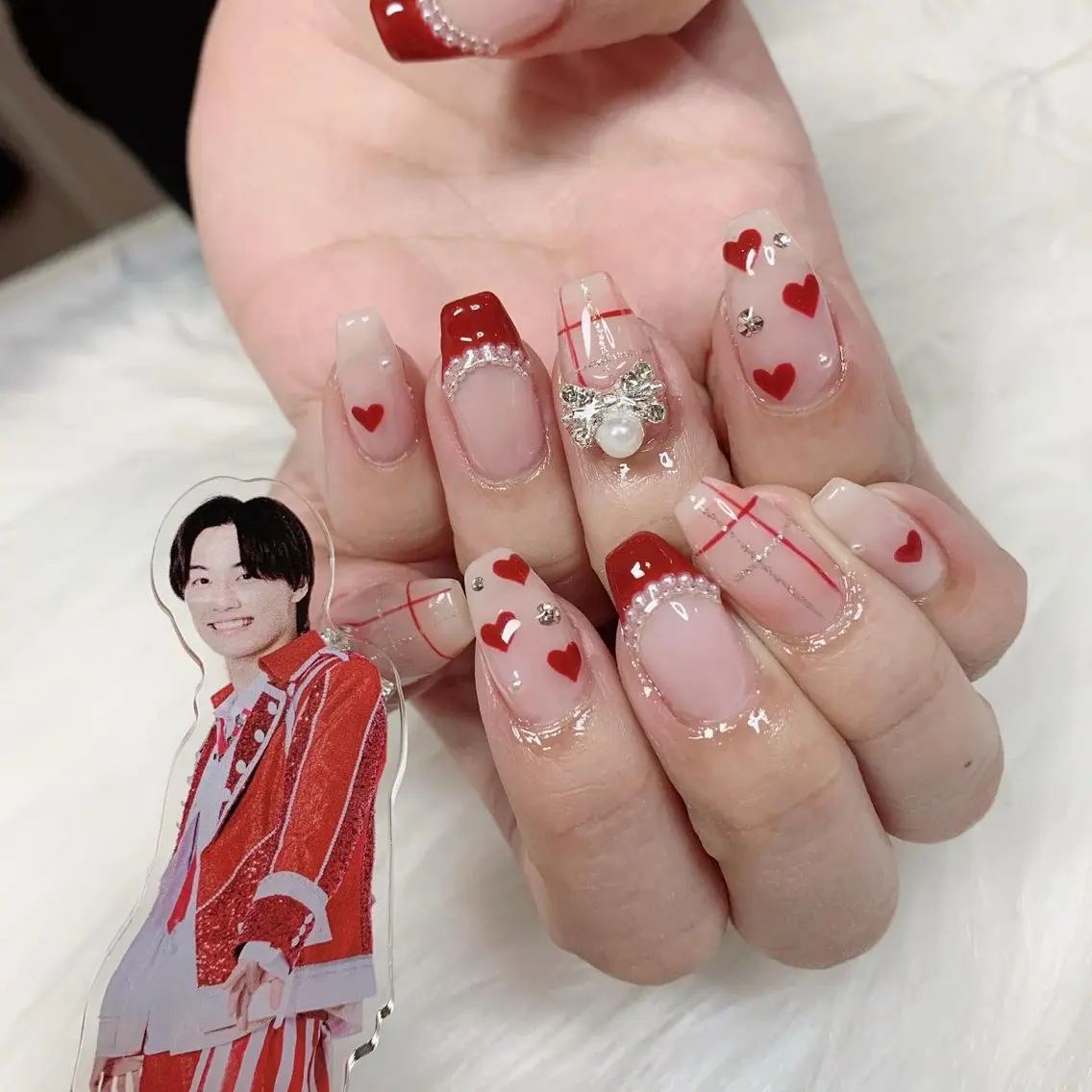 ネイル アートネイル リボン ハンドネイル La neige* yuki 🐩🌙のネイルデザイン