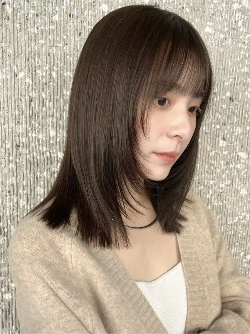 ミディアム カラー パーマ レイヤー/グレージュ 髪質改善/コウスケのヘアスタイル