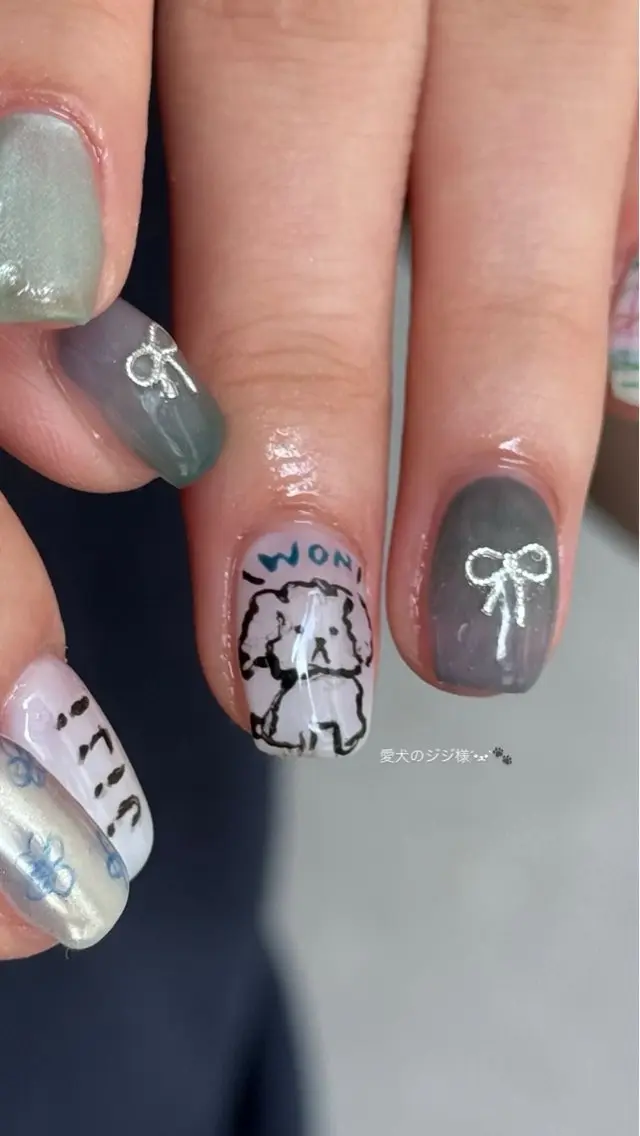 ネイル フレンチネイル 韓国ネイル マグネットネイル メンズネイル ニュアンスネイル ハンドネイル GRANDE大須 Cecil💜のネイルデザイン