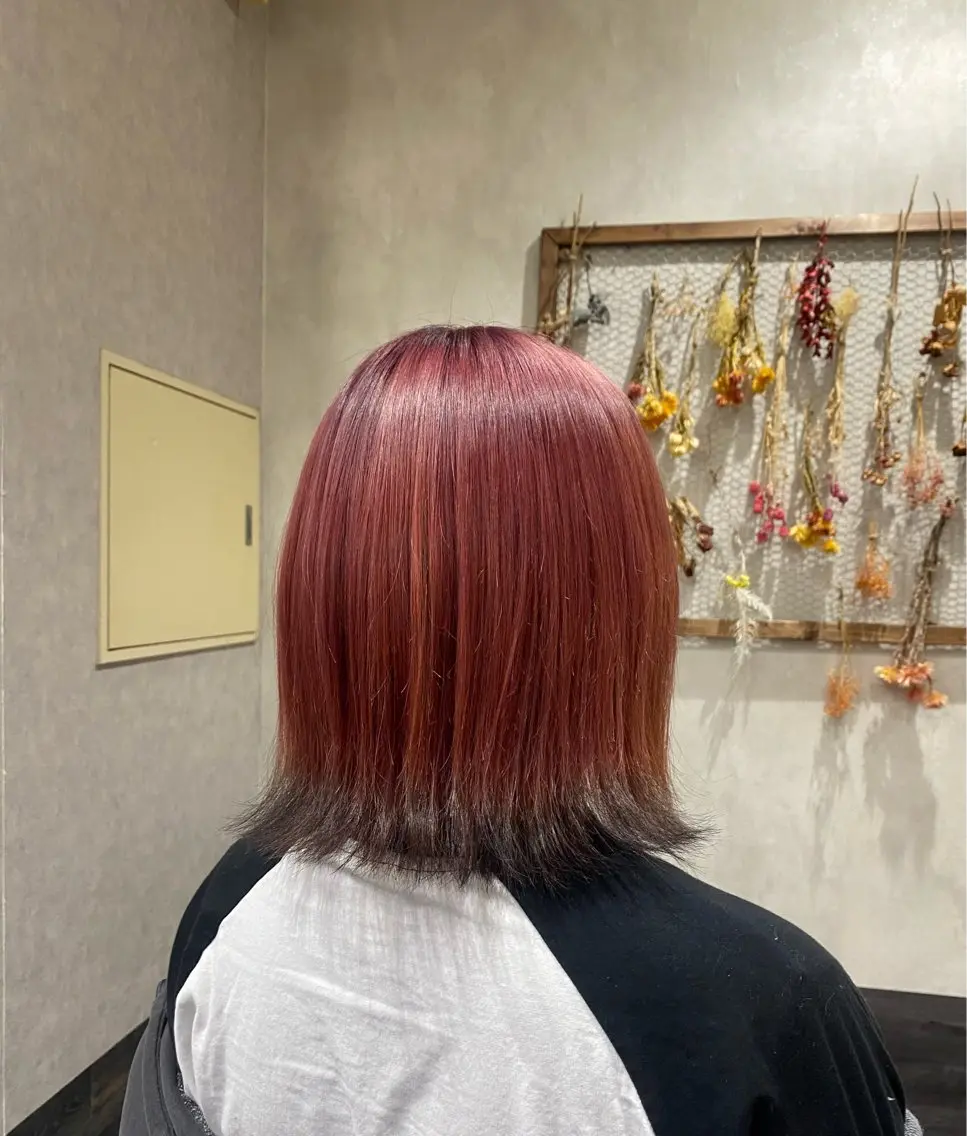 ミディアム カラー 黒髪 ピンクカラー N-PLANTS KOTOHAのヘアスタイル