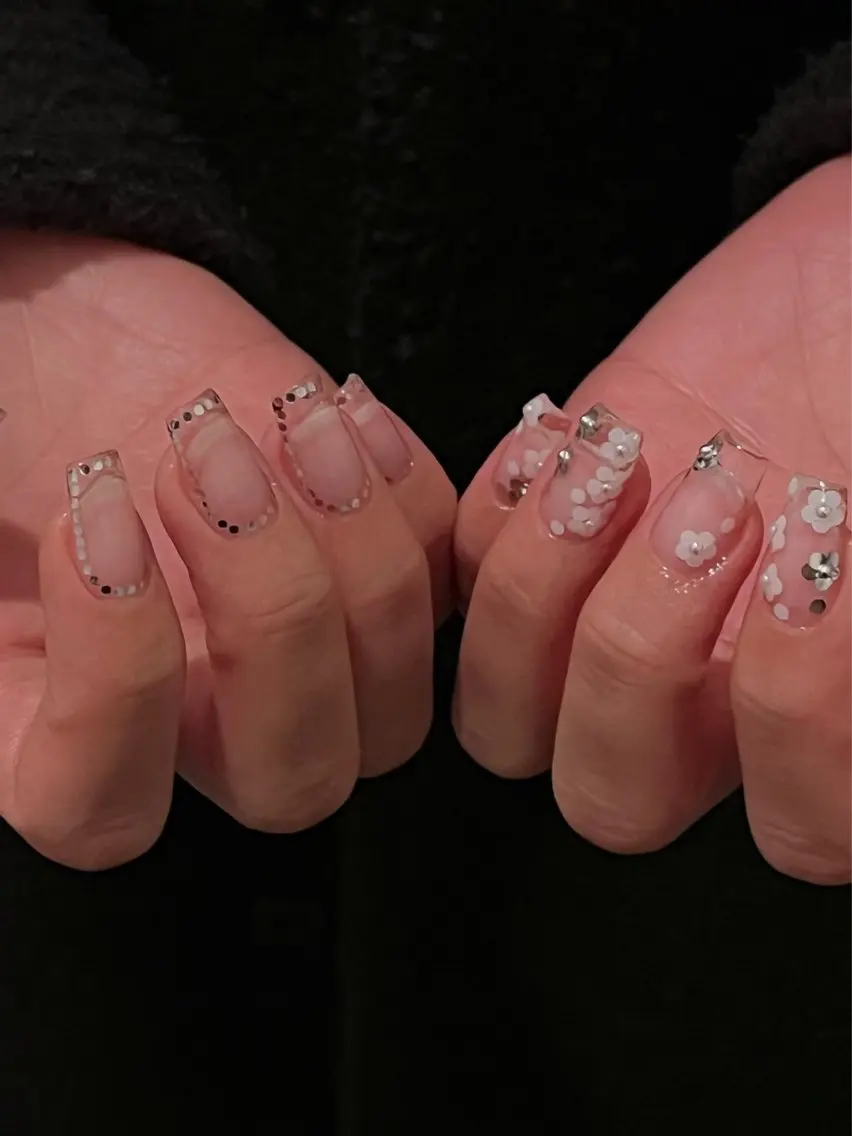 ネイル クリアネイル 長さ出し スカルプネイル シンプルネイル nine.🦋 YUKOのネイルデザイン