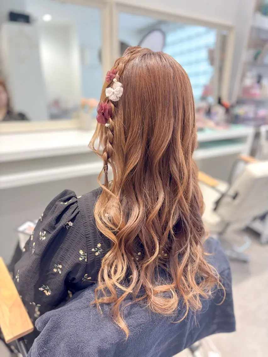 セミロング ヘアアレンジ ヘアセット ⭐︎moe 【ヘアセット🧸】のヘアスタイル
