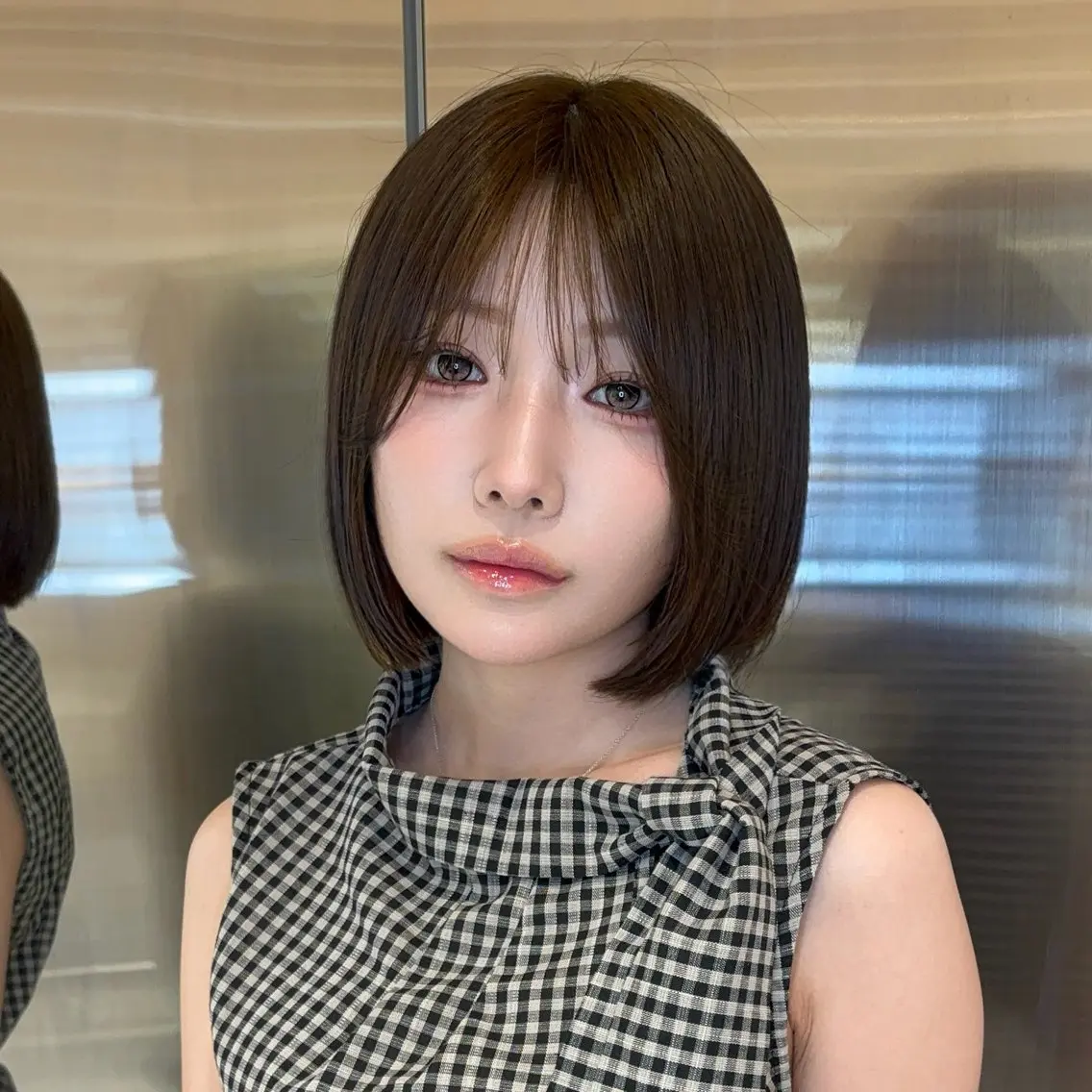 ミディアム カラー ヘアアレンジ ベージュカラー 透明感カラー ボブ 韓国風ヘア ワンホンヘア 韓国ヘア/ レイヤー/Rumiのヘアスタイル