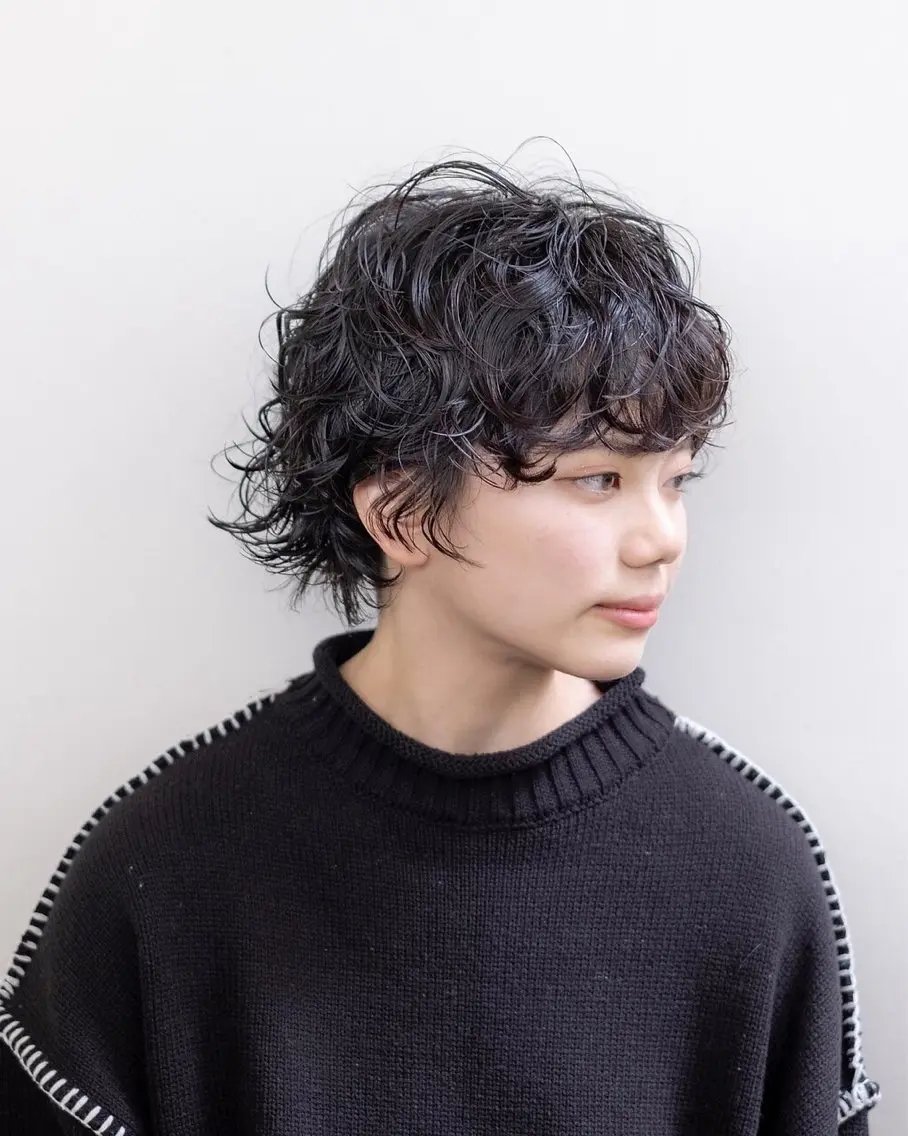 ショート パーマ ショートヘア 間瀬玲央 ルプラボウ メンズ／ショートのヘアスタイル