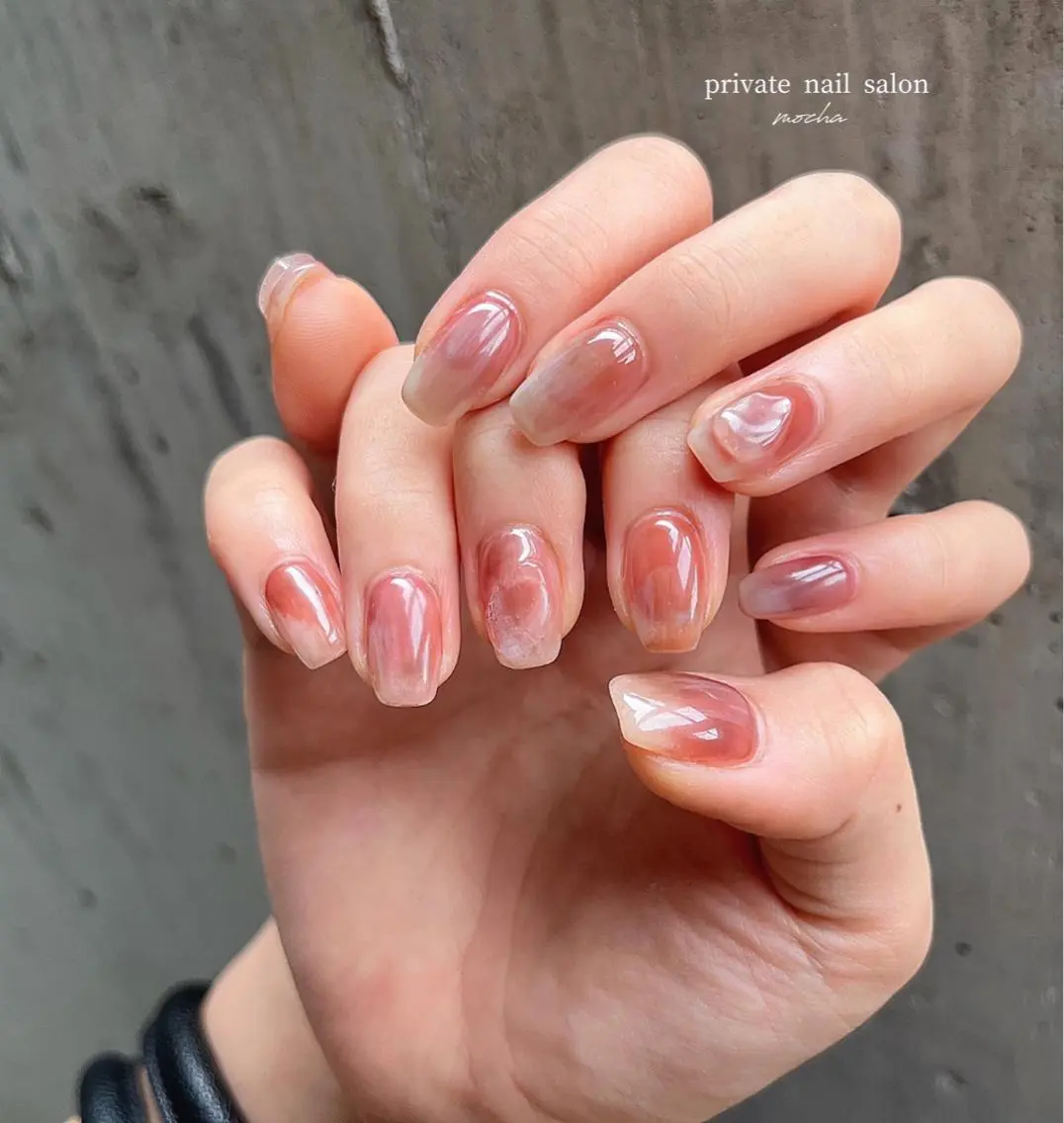ネイル カジュアル チークネイル フレンチネイル ジェルネイル マグネットネイル ハンドネイル mocha nailのネイルデザイン