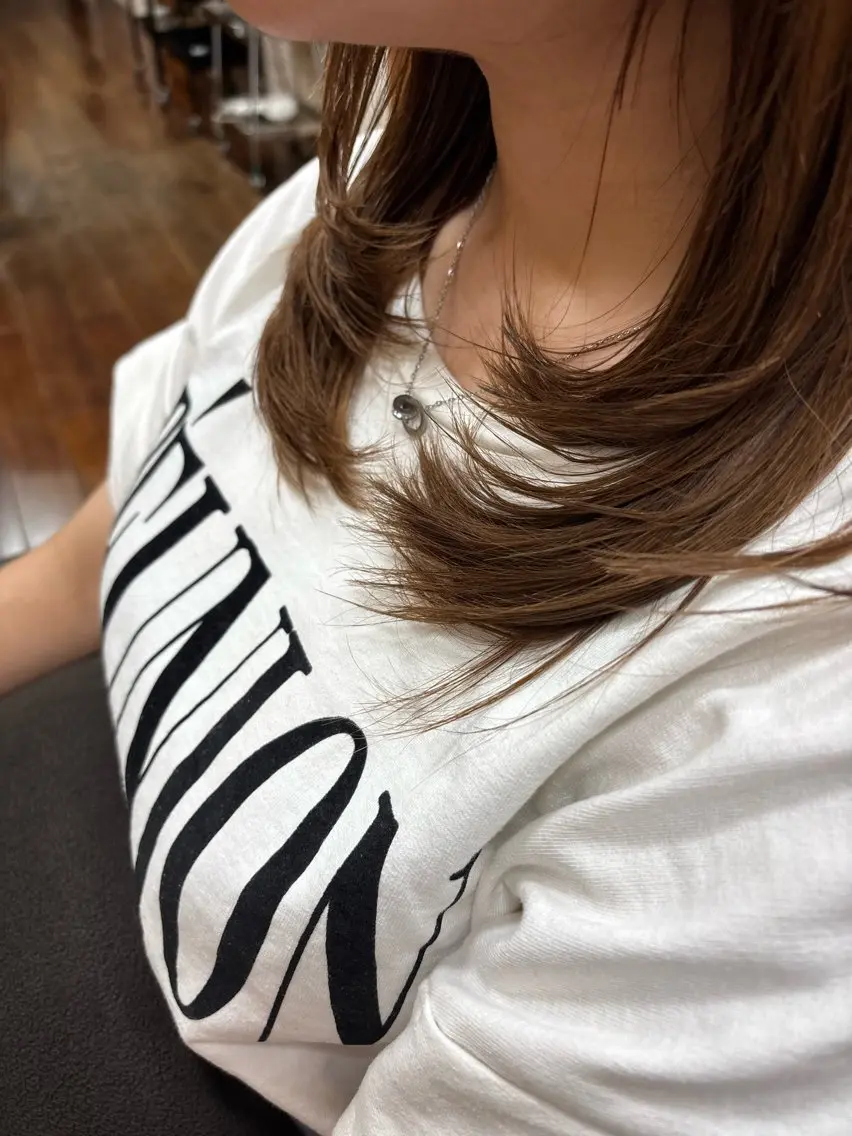 ミディアム レイヤーカット カット ヘアカラー トリートメント ボブスタイル/ えぐちりほのヘアスタイル
