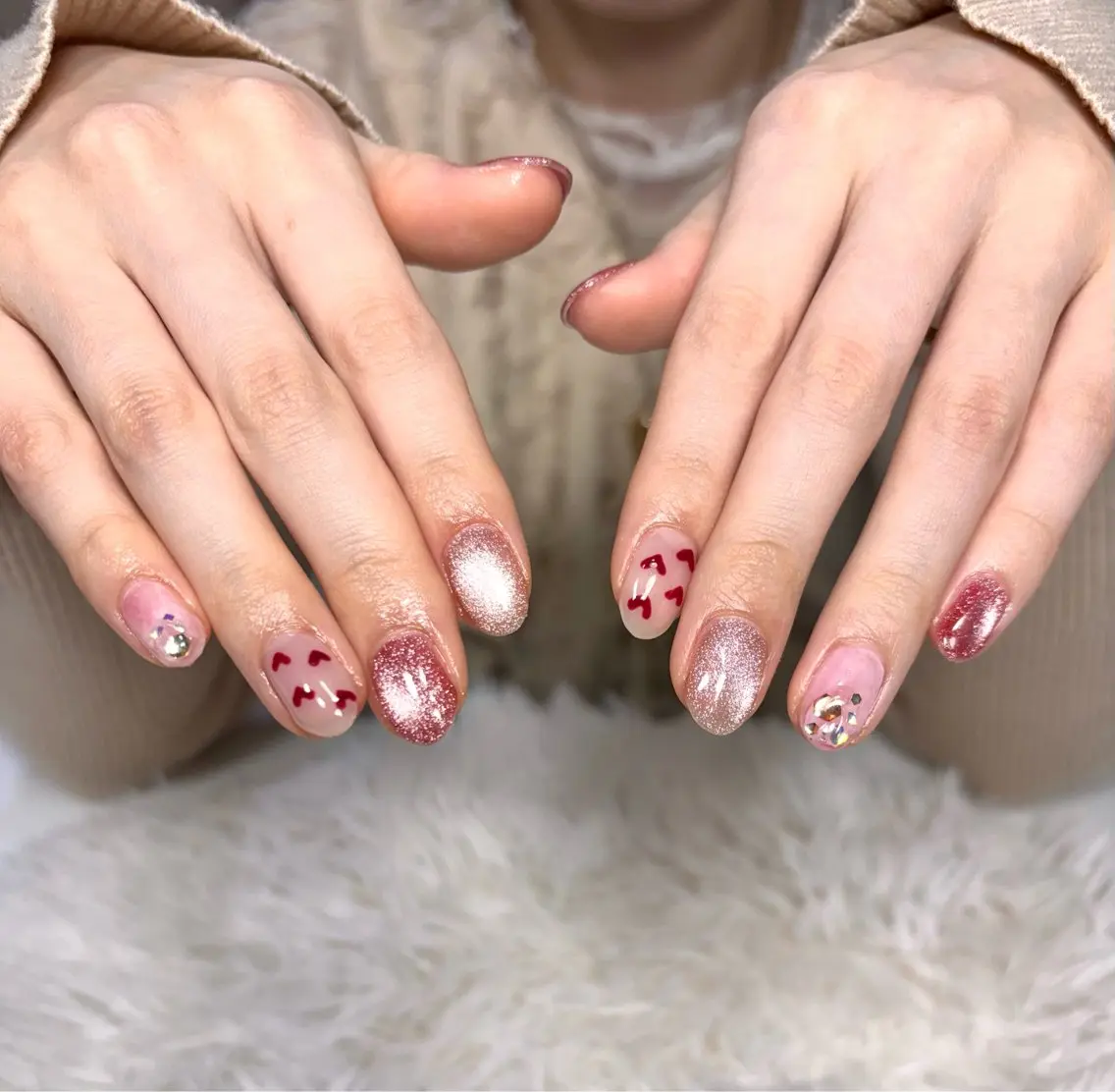 ネイル ハート ニュアンスネイル シンプルネイル 春ネイル ハンドネイル LUANA n'sのネイルデザイン