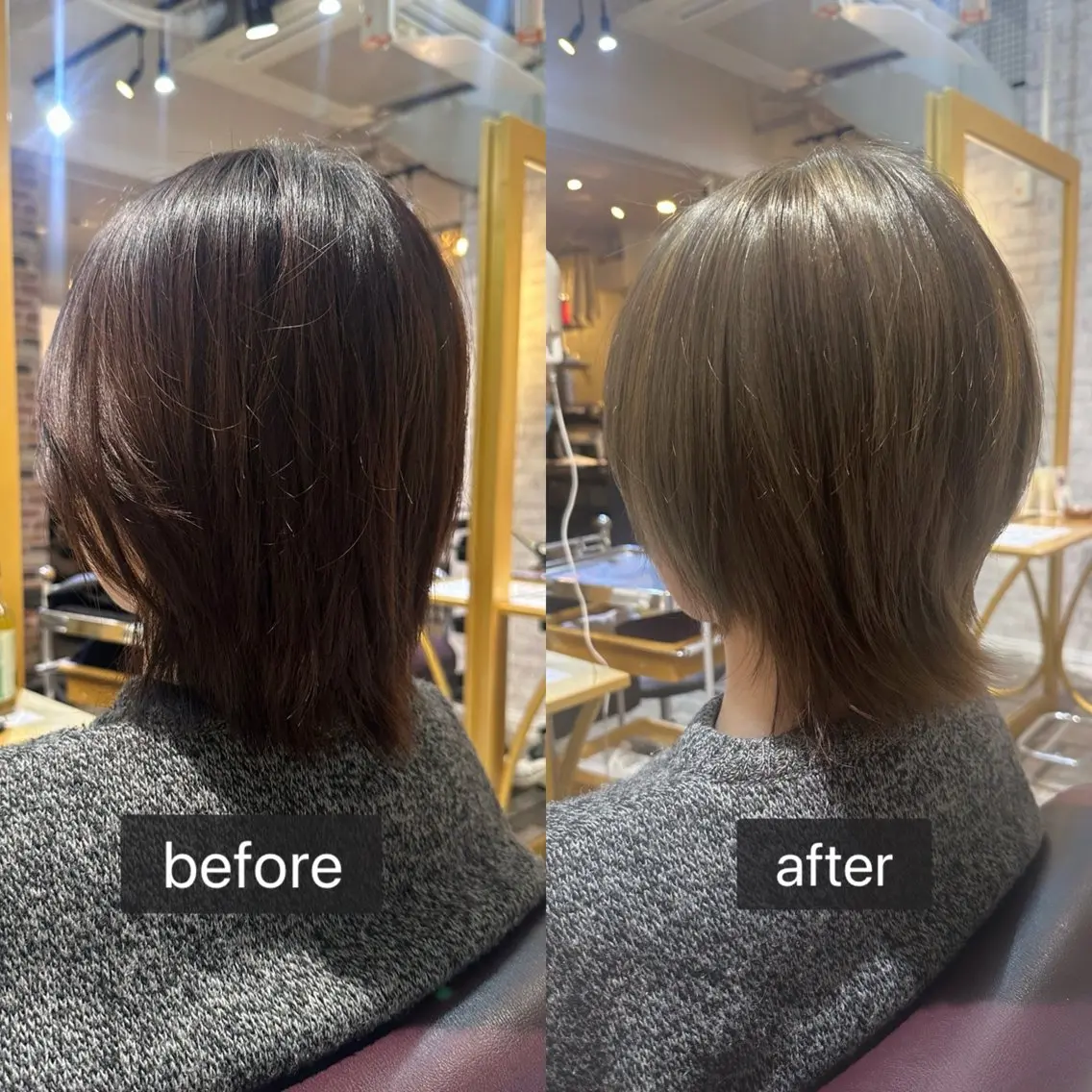 ミディアム カラー ウルフカット カット ヘアカラー トリートメント Saki💛心斎橋 髪質改善/艶カラーのヘアスタイル
