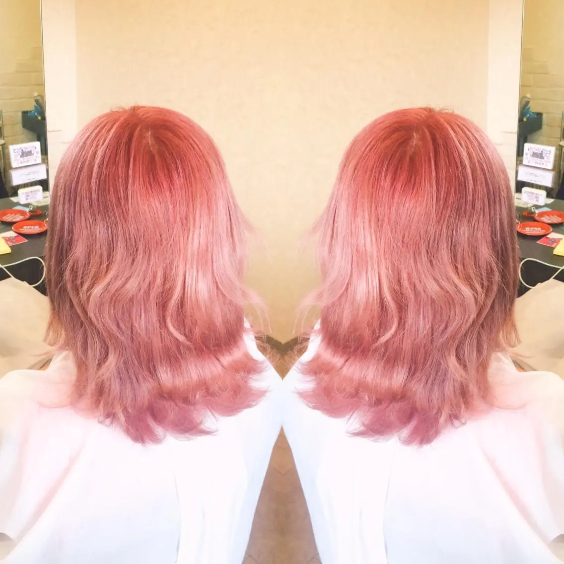 ロング カラー ピンクカラー 💓シールエクステ ルミエールのヘアスタイル