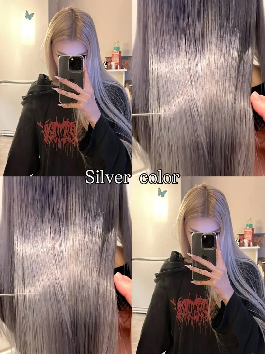 ロング カラー ブリーチ シルバー ヘアカラー トリートメント 🌻shuka／ケア カラーで絹髪/新宿のヘアスタイル