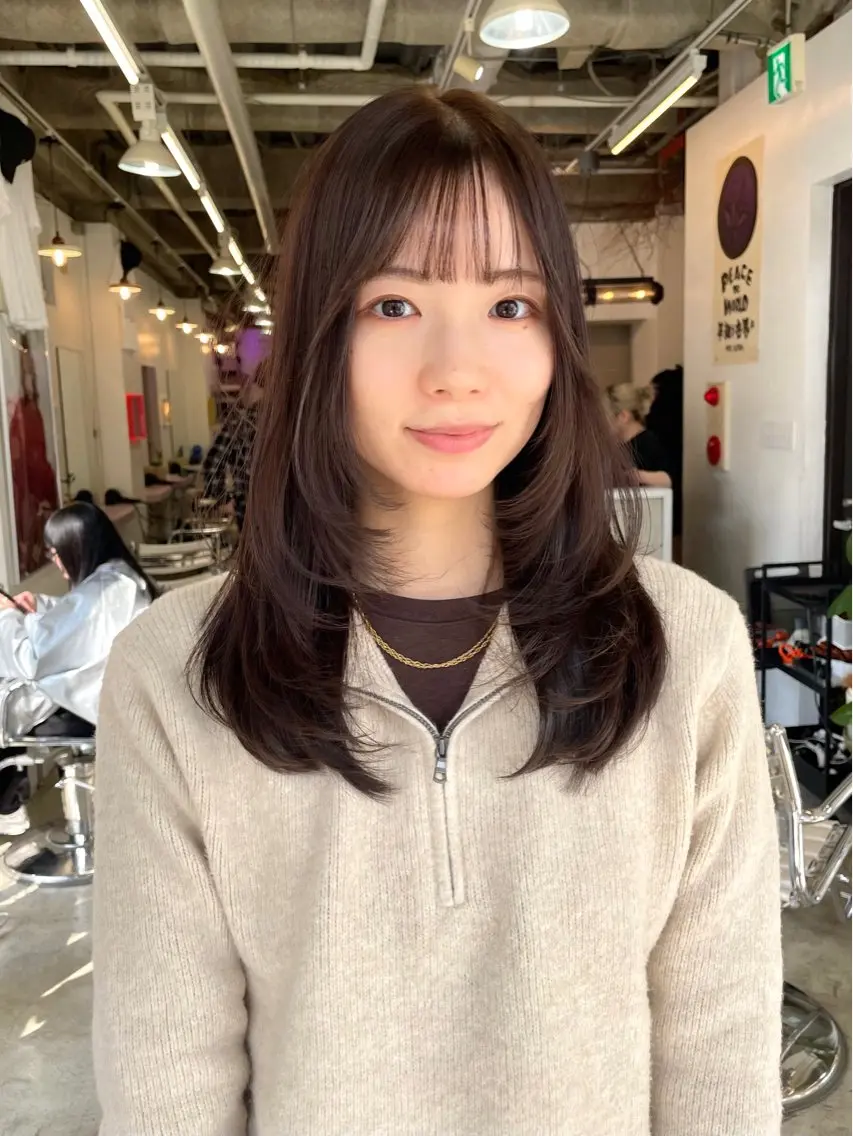 セミロング カット ヘアカラー トリートメント nessヤマサキ リュウタのヘアスタイル