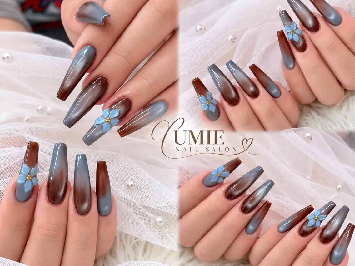 ネイル フットネイル フレンチネイル ジェルネイル ガラスフレンチ マグネットネイル ハンドネイル UMIE NAIL SALONのネイルデザイン