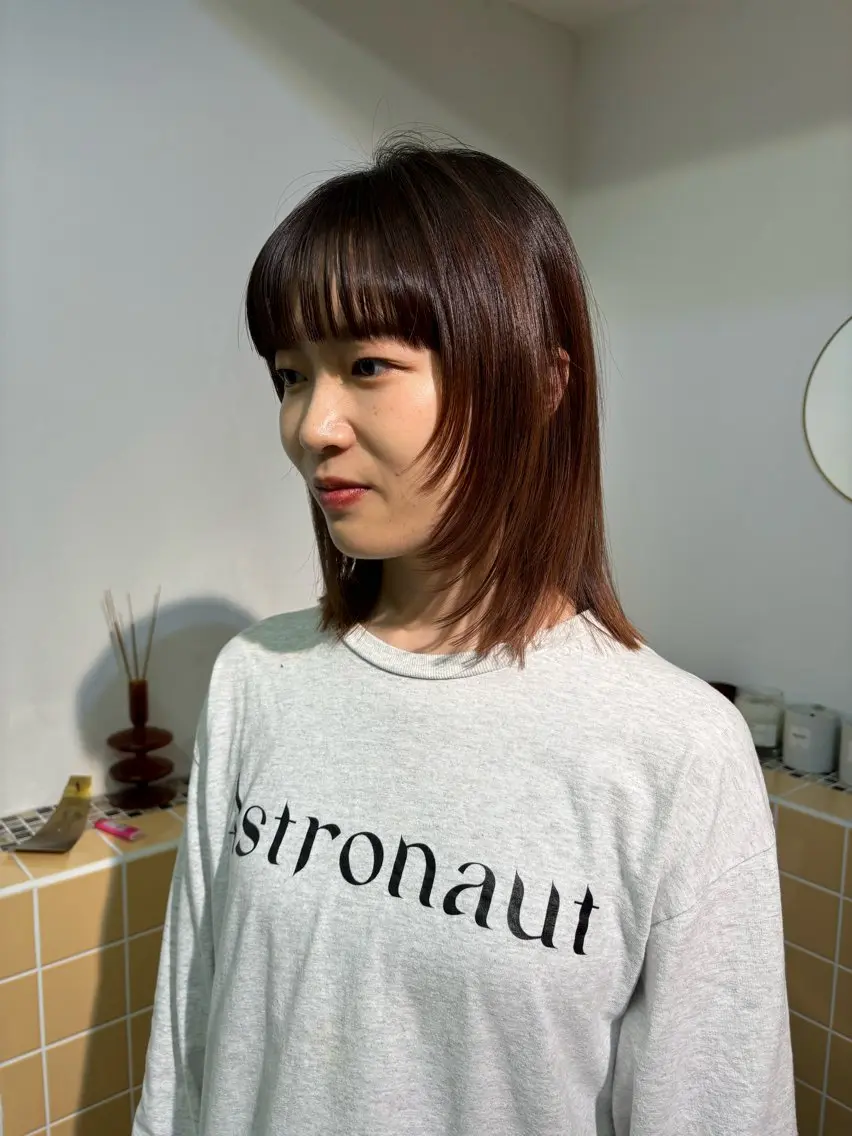 ミディアム カット sakura🌸 レイヤー/韓国ヘアのヘアスタイル