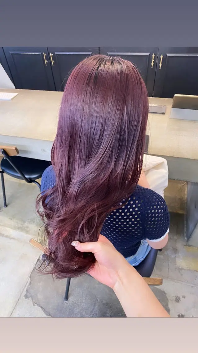 ロング カラー ヘアカラー トリートメント 🌷ラベンダーピンク 顔まわり🌷ねいろのヘアスタイル