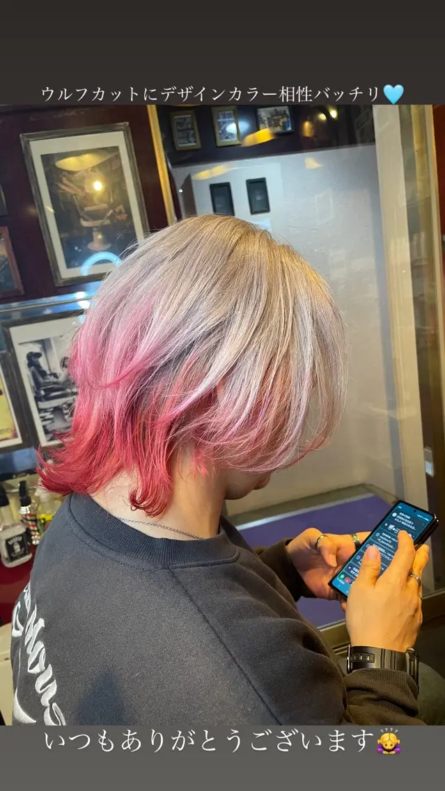 ミディアム カラー ダブルカラー レッドカラー 👑派手髪/カット 👑ANRYのヘアスタイル