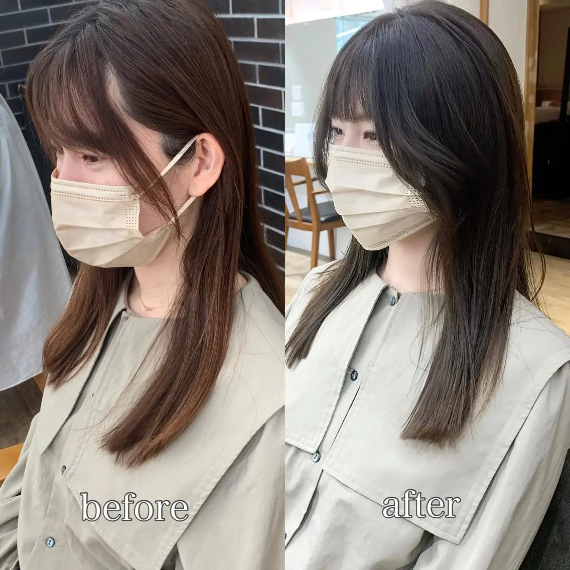 セミロング カラー パーマ ヘアアレンジ メンズ キッズ ネイル マツエク・マツパ 似合せレイヤー/ 柔らか透明感カラーのヘアスタイル