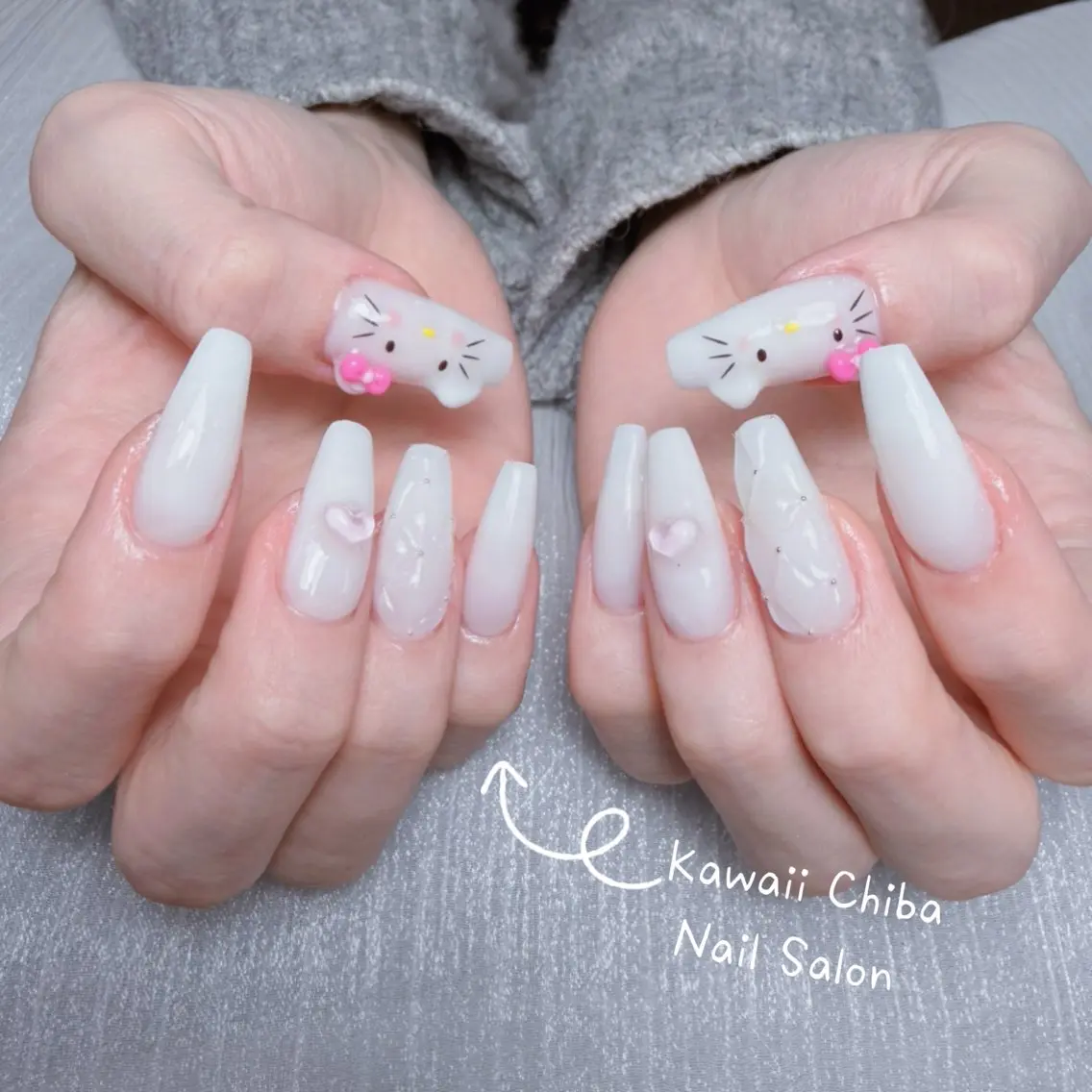 ネイル 長さ出し フレンチネイル 韓国ネイル ワンホンネイル Kawaii Chiba nailのネイルデザイン
