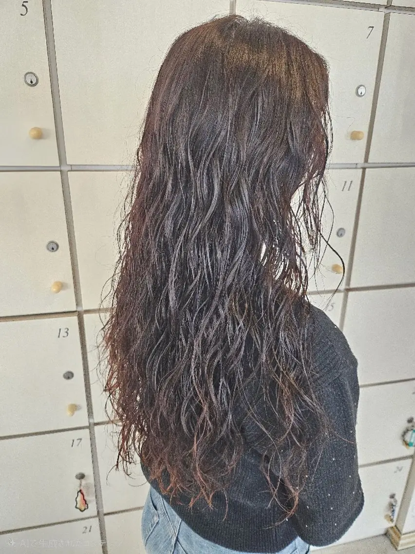 ロング 縮毛矯正 カット パーマ 岡田 奈々のヘアスタイル