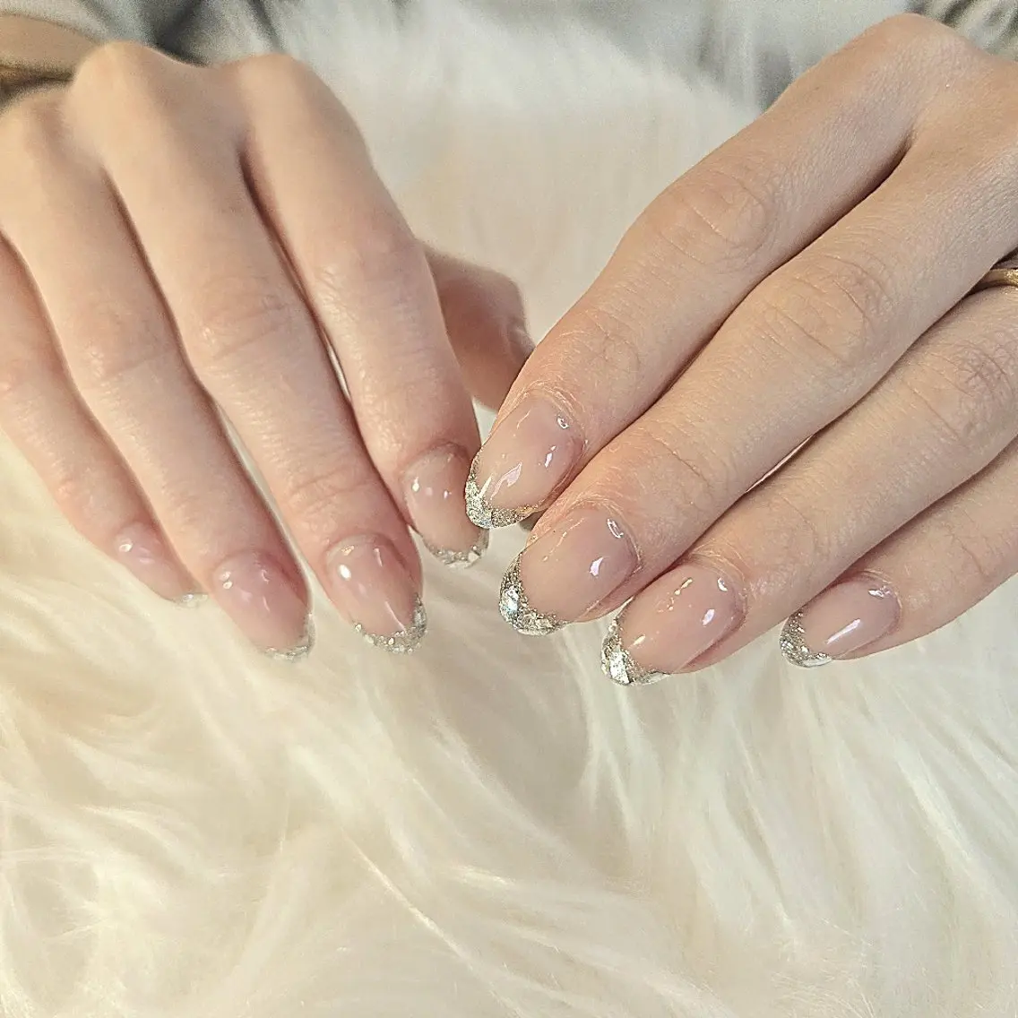 ネイル フレンチネイル ジェルネイル ガラスフレンチ スカルプネイル Nail Allureのネイルデザイン