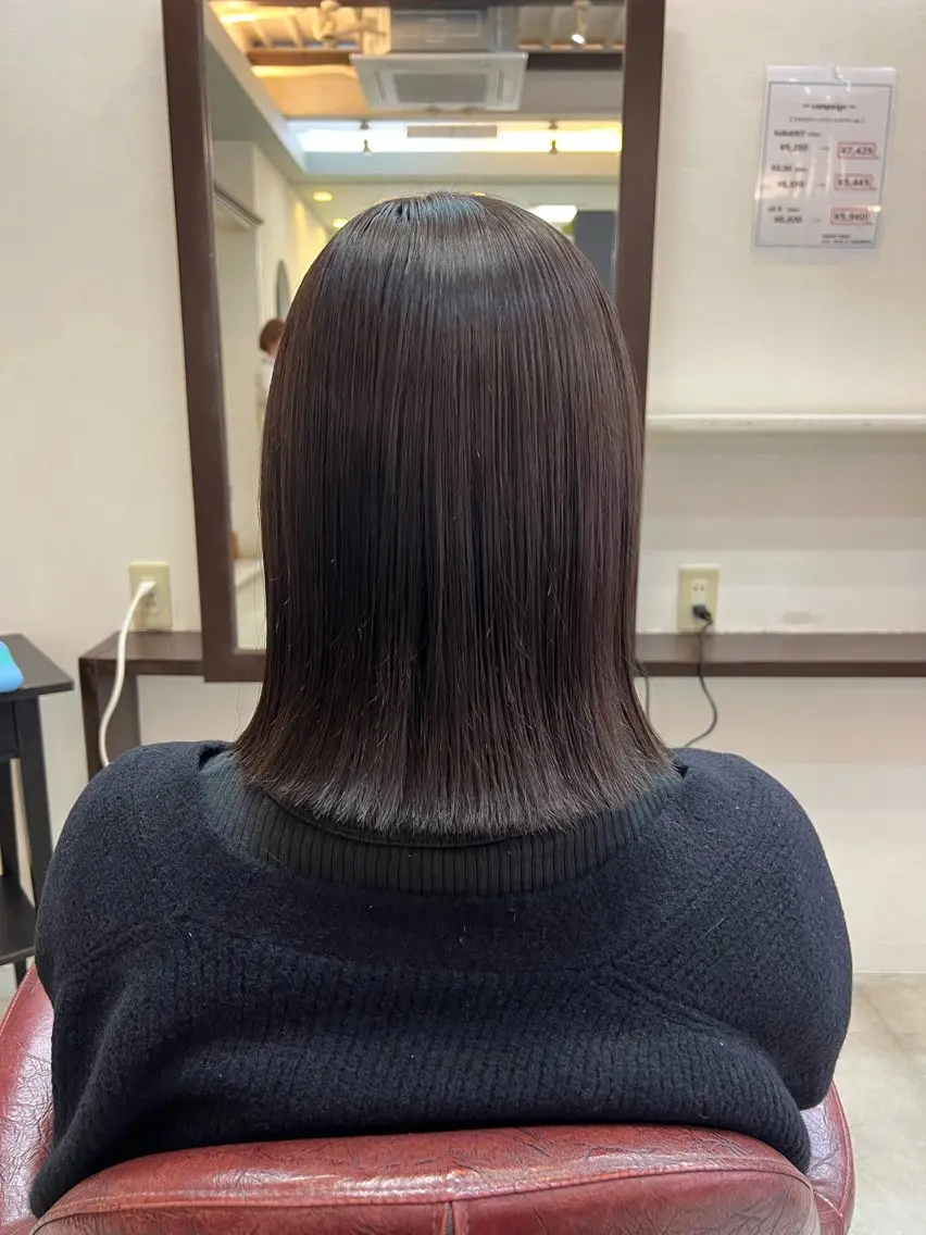 ミディアム カラー 透明感カラー カット ヘアカラー トリートメント 松山 優里のヘアスタイル