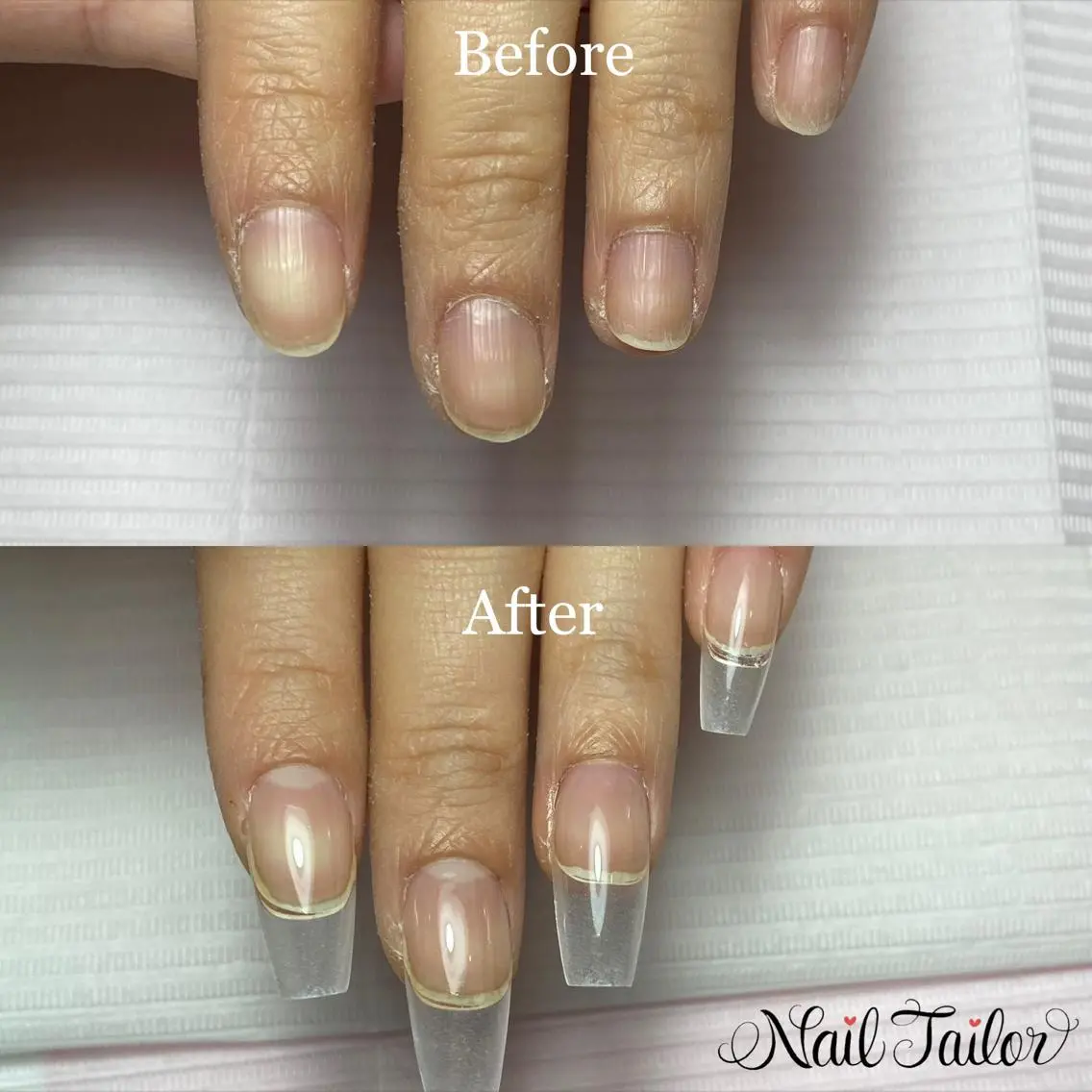ネイル クリアネイル 長さ出し ジェルネイル ロングネイル スカルプネイル NailTailor ネイルテイラーのネイルデザイン
