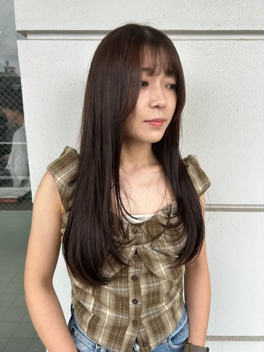 ロング カラー カット ヘアカラー トリートメント 髪質改善×ハイトーン レイヤー天神美容室のヘアスタイル