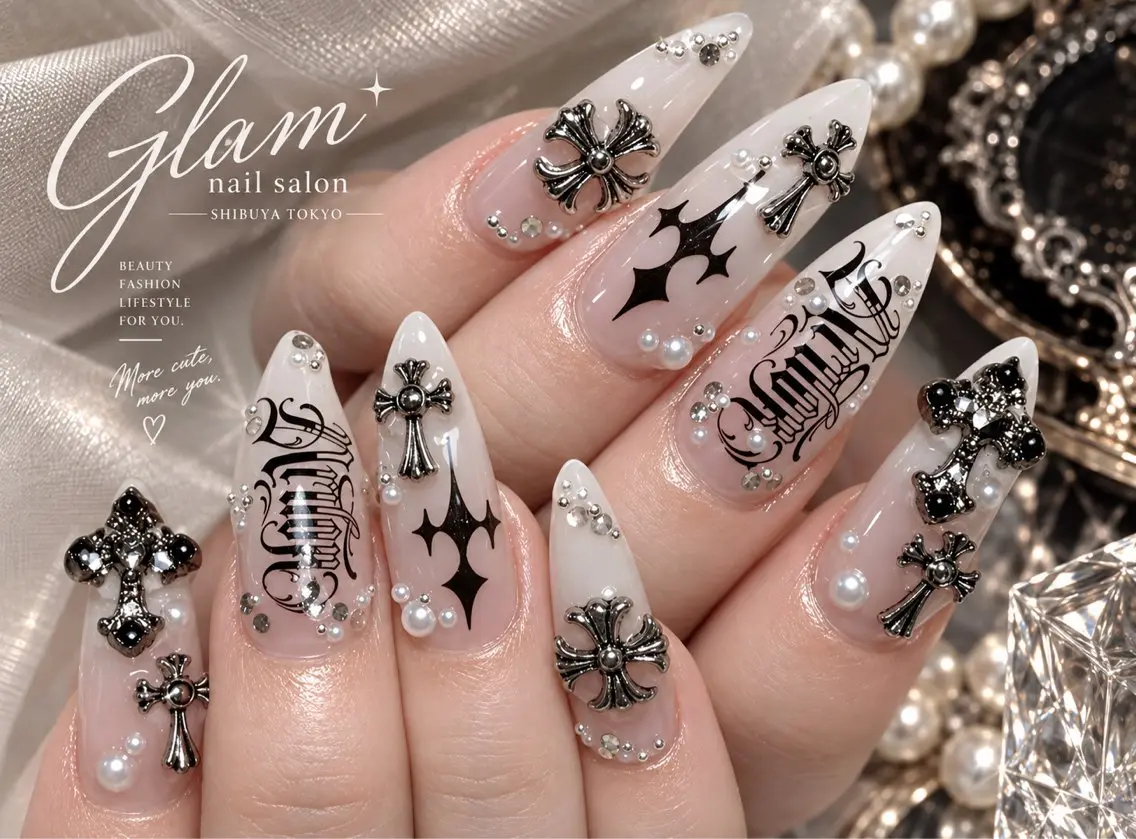 ネイル ハンドネイル エツメ💅 長さ出し🎀デザインのネイルデザイン