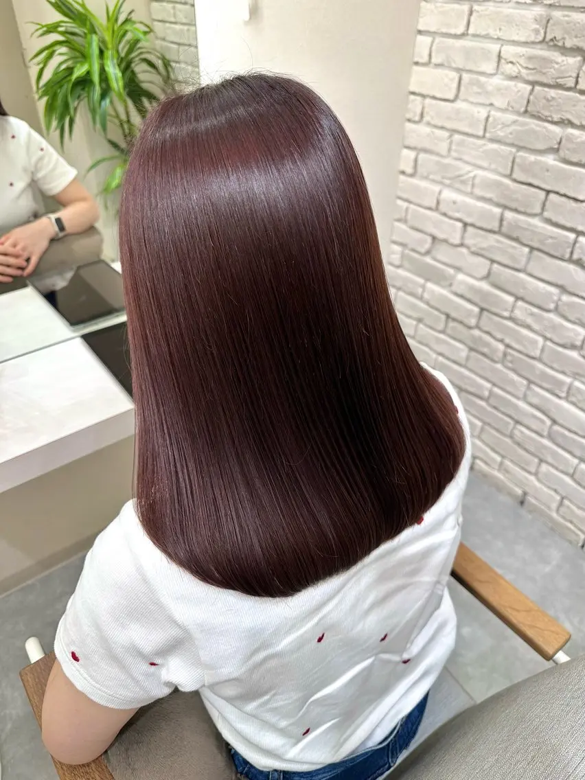 ミディアム カット ヘアカラー トリートメント 髪質改善&ヘアケア 永山若奈のヘアスタイル