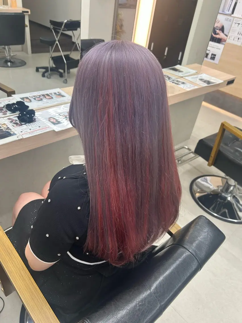ロング カラー ブリーチ ケアブリーチ ラベンダーカラー ピンクカラー カット ヘアカラー 【ALEAP】 sakuraのヘアスタイル