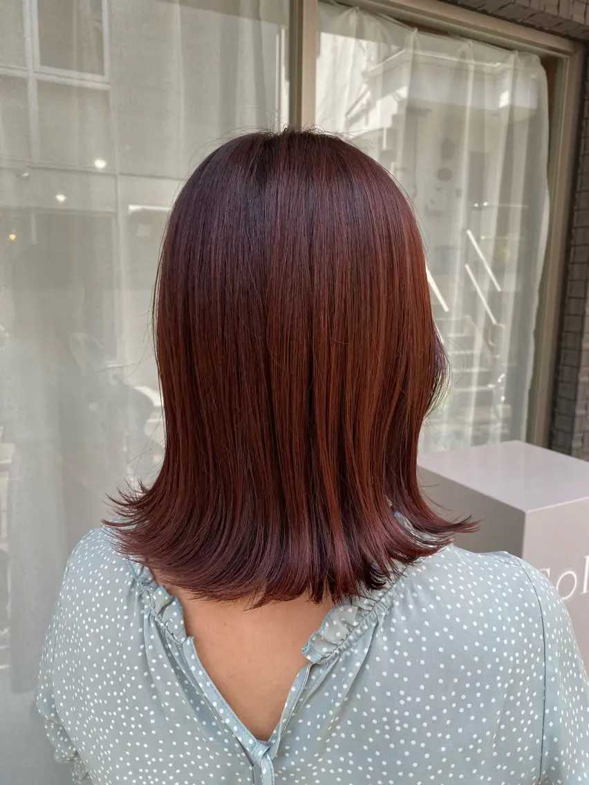 ショート カラー レッドカラー カット ヘアカラー トリートメント グレージュ/レイヤー /韓国ヘア/RISAのヘアスタイル