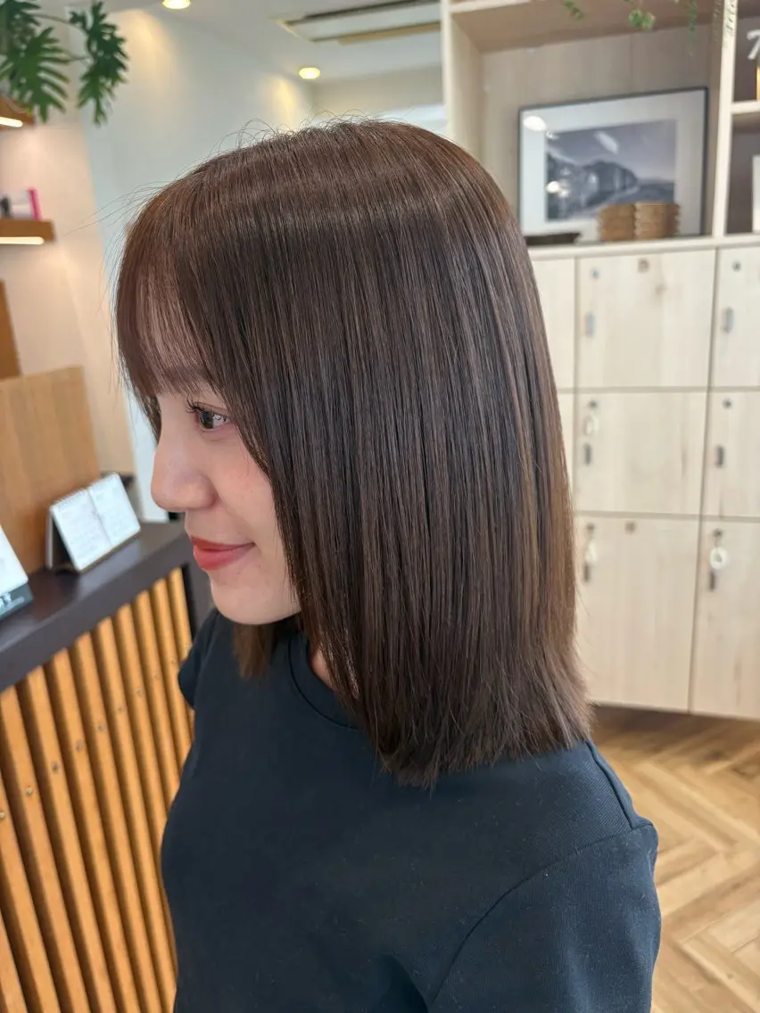 ミディアム ヘアカラー 艶カラー✨ 河津さくらのヘアスタイル