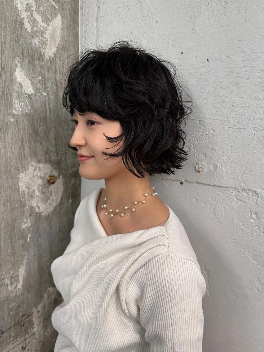 ミディアム パーマ ミディアムパーマ ボブ レイヤーカット 似合わせカット 平沼 祐哉/パーマのヘアスタイル