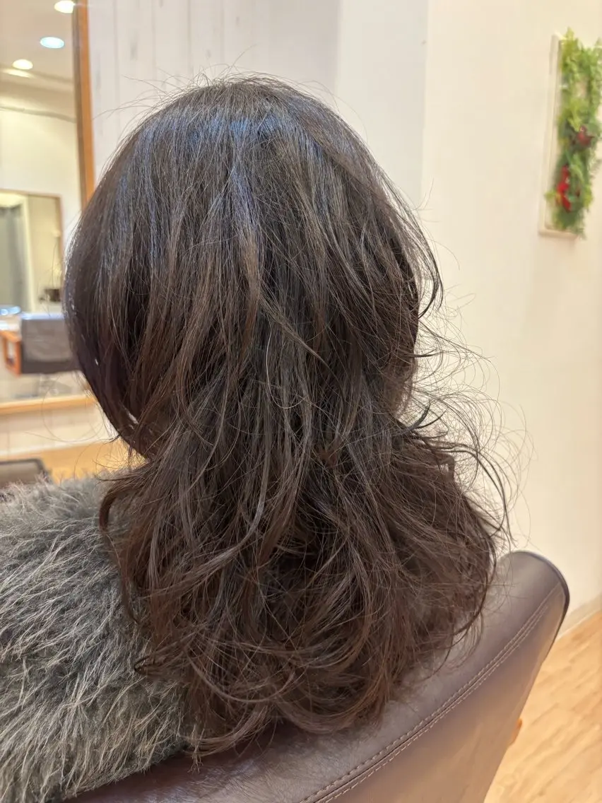 ミディアム パーマ ミディアムパーマ すなが/ハイライト モデル募集中のヘアスタイル