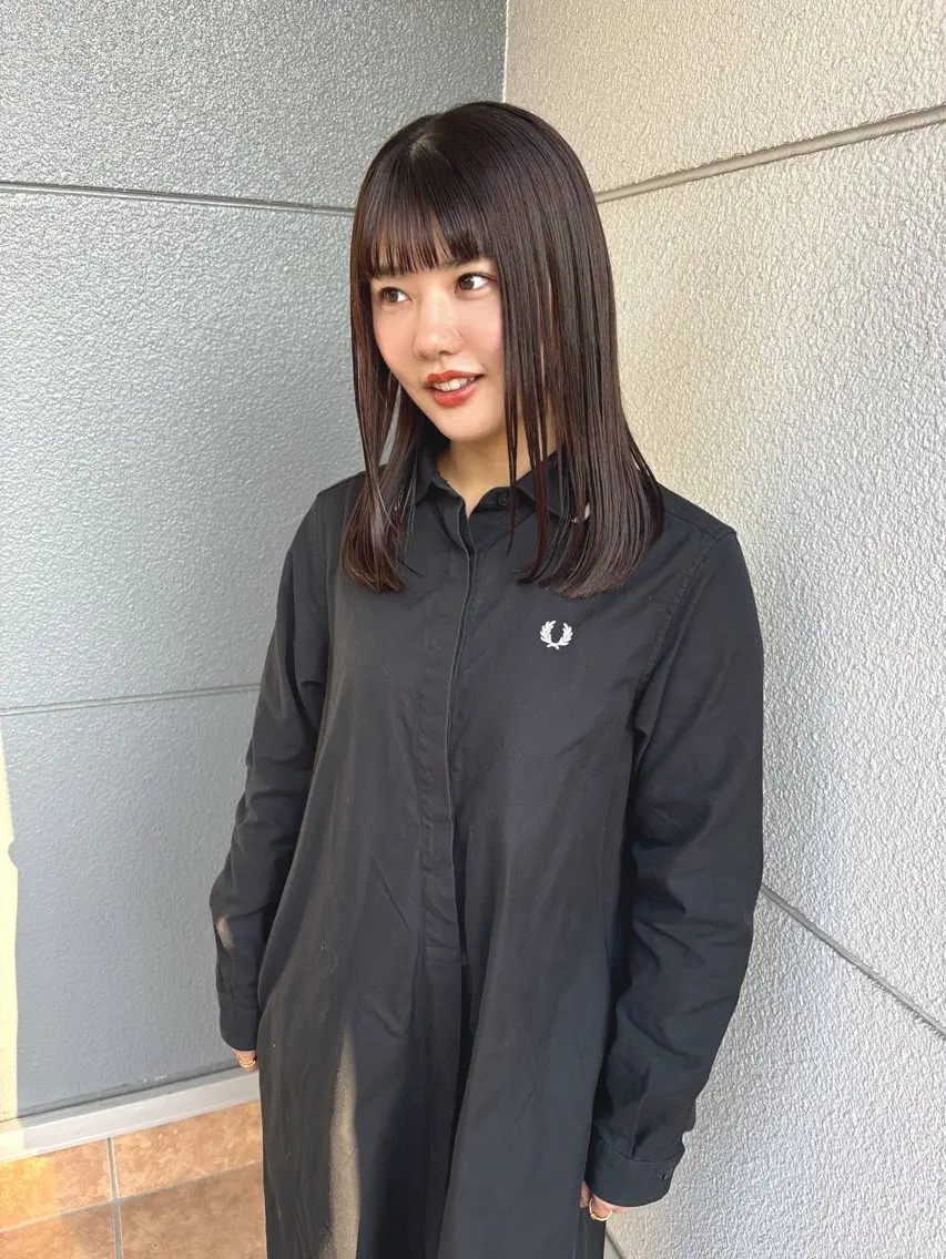 ミディアム カット 縮毛矯正 トリートメント 安藤楓華 fuka andoのヘアスタイル