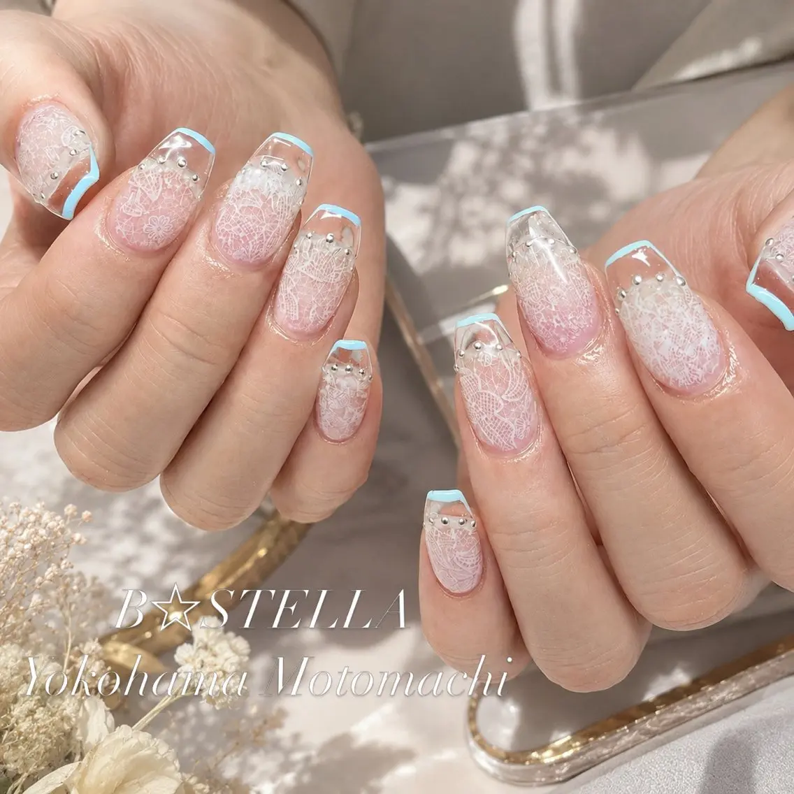 ネイル 長さ出し ネイルチップ ハンドネイル B☆STELLA KUWABARAのネイルデザイン