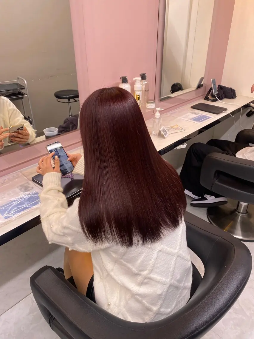 ロング カラー ヘアカラー トリートメント ヘッドスパ ヘアセット ♥️韓国風透明感 暖色misa♥️のヘアスタイル