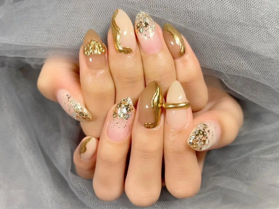 ネイル ブラウン ハンドネイル Nail Salon KURELLYのネイルデザイン