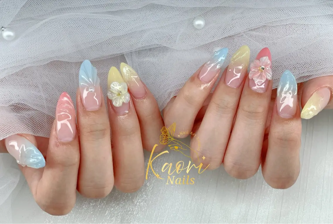 ネイル ジェルネイル 韓国ネイル ニュアンスネイル パラジェル ワンホンネイル Kaori Nailのネイルデザイン