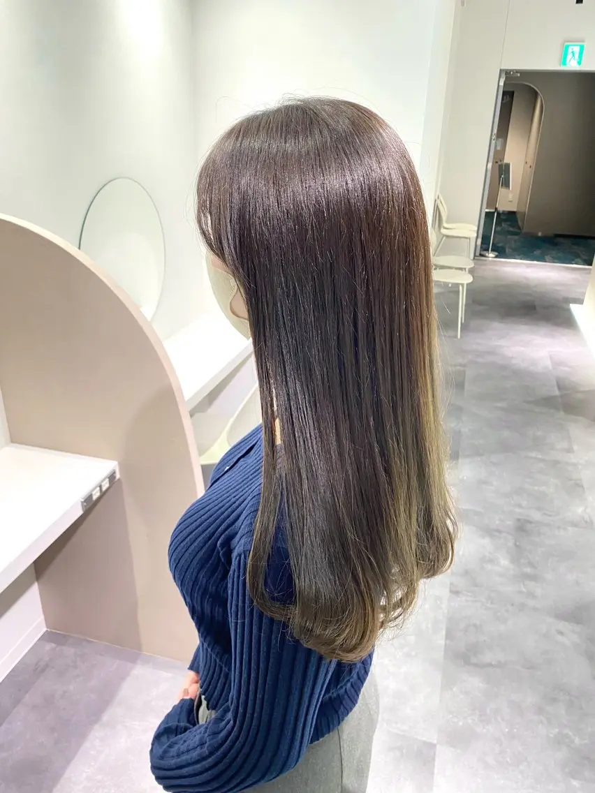綺麗は美髪から🌈【髪質改善】絹髪質感トリートメント+イルミナカラー+カット✨1回目からもサラツヤに(ロング料金無し)の写真