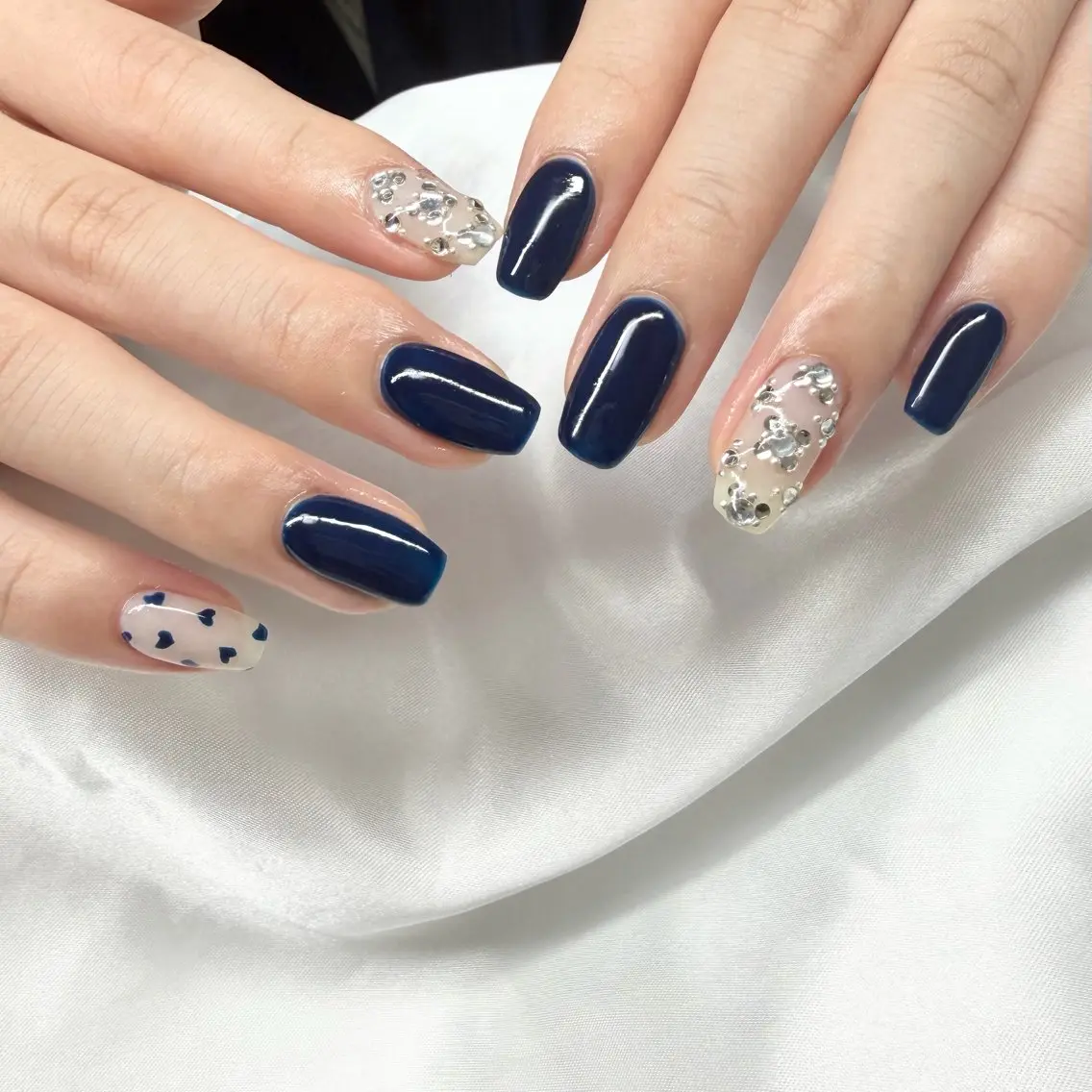 ネイル ネイビー ハンドネイル Mynail プライベートサロンのネイルデザイン