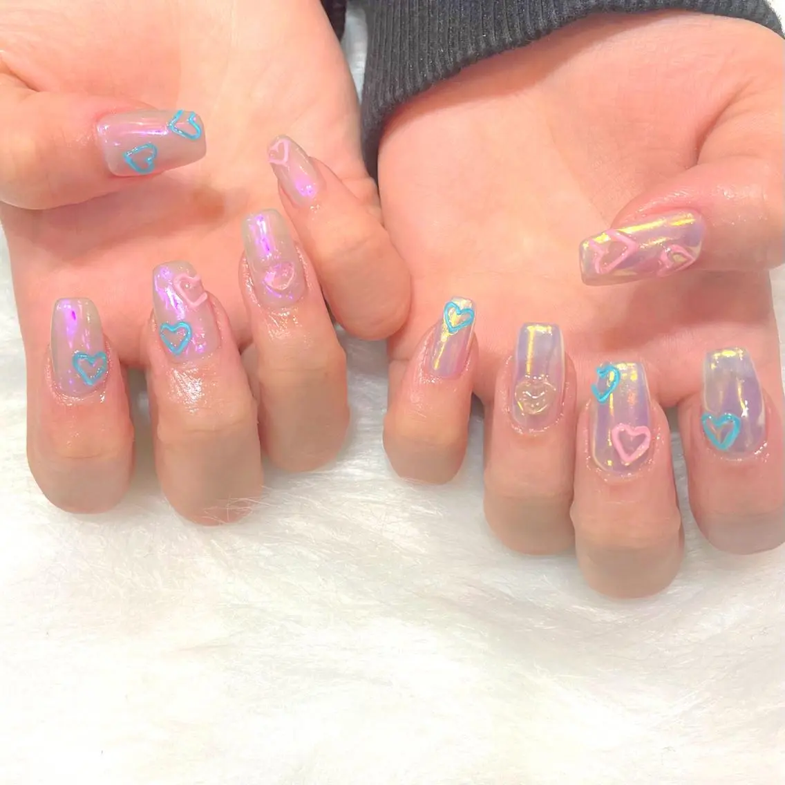 ネイル オーロラネイル 氷ネイル・うるうるネイル 韓国ネイル MADDYNAILS ✴︎柏痛ネイルのネイルデザイン