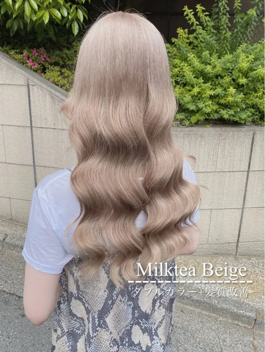 ロング カラー シールエクステ ベージュカラー 黒髪 ブリーチ ブロンド ヘアカラー 最高級シールエクステ 🏆絶対可愛くタクミのヘアスタイル