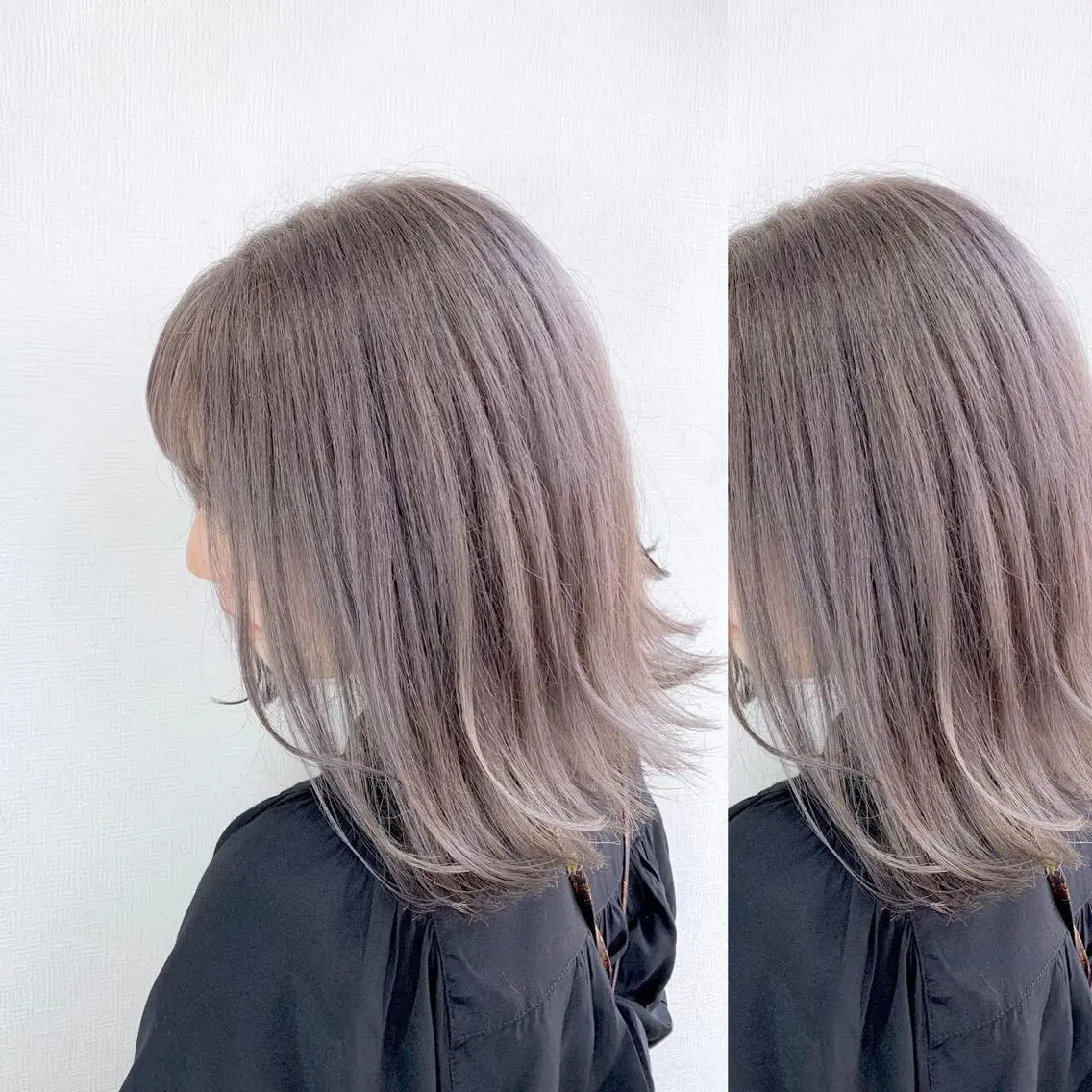 ミディアム カラー JuNブリーチに 縮毛矯正するプロのヘアスタイル