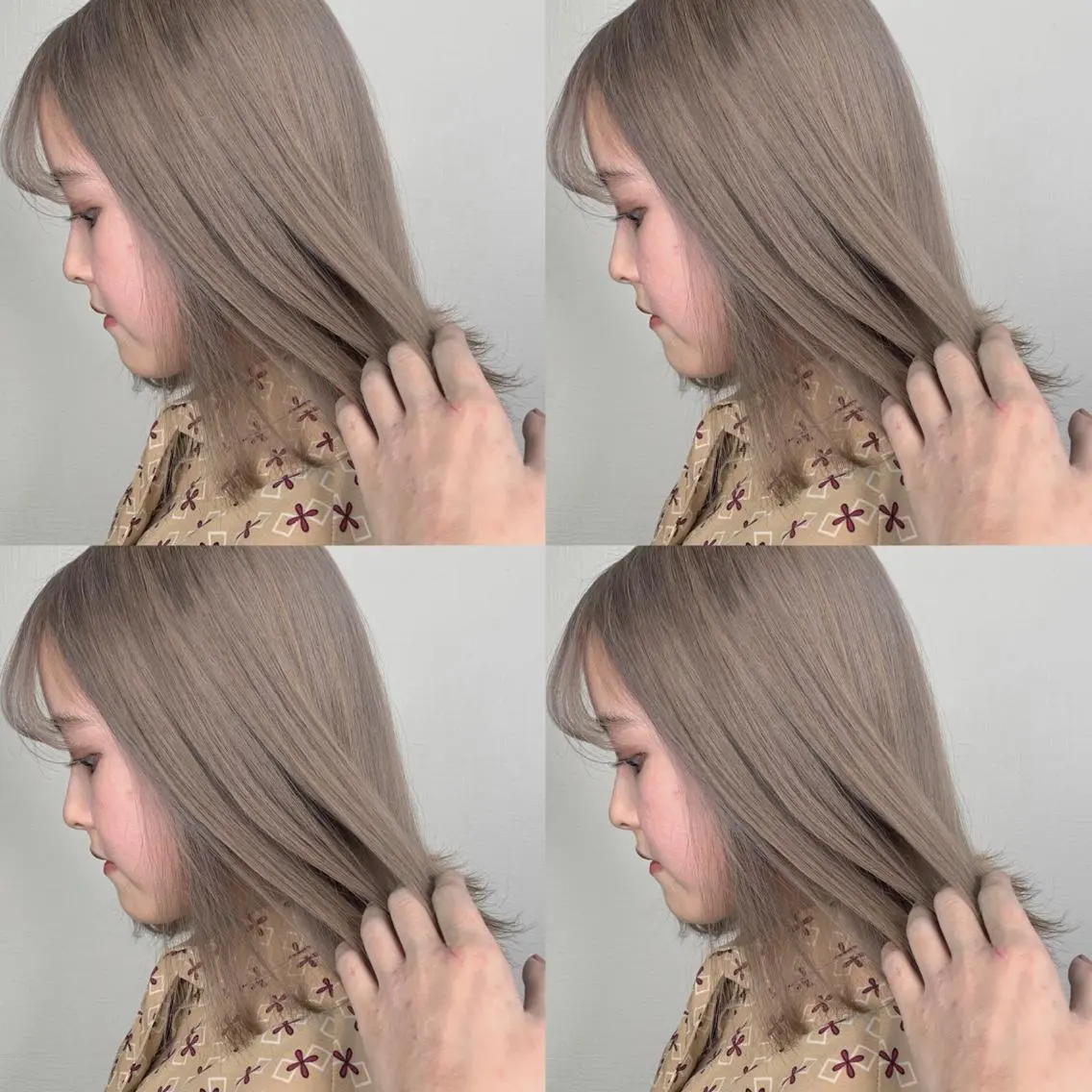 ミディアム カラー ベージュカラー ブリーチ ホワイトベージュ ヘアカラー 袴田 伊代のヘアスタイル