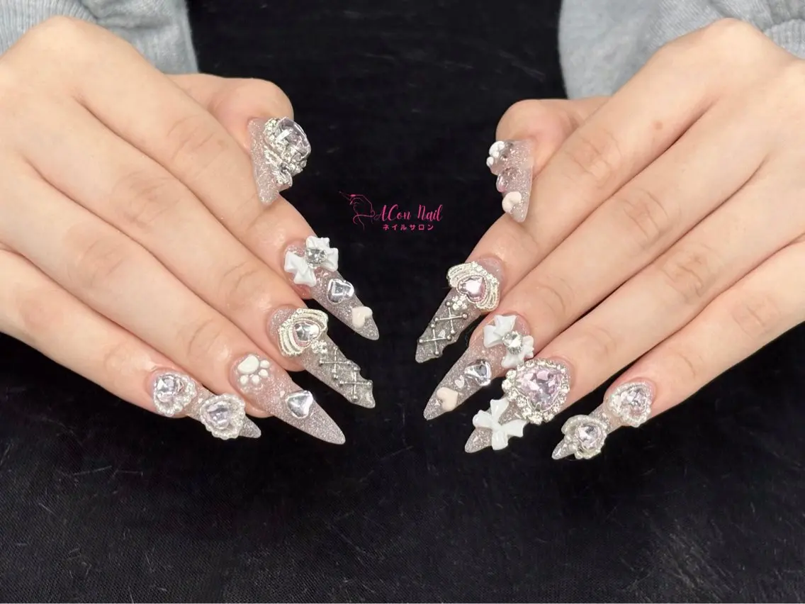 ネイル 桜ネイル 長さ出し フラワーネイル フレンチネイル ジェルネイル ハンドネイル ACon NailSalonのネイルデザイン