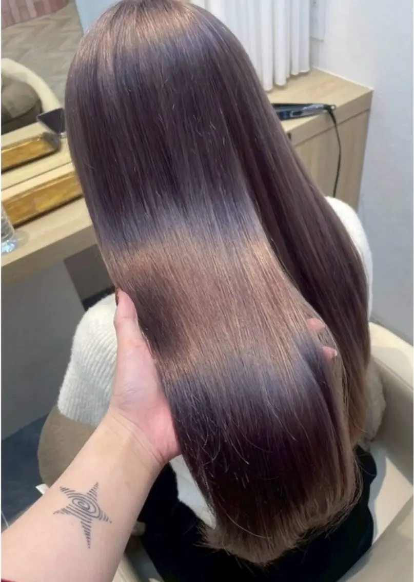 ロング カラー カット トリートメント 大人韓国レイヤー🫧 暖色カラー/はるのヘアスタイル