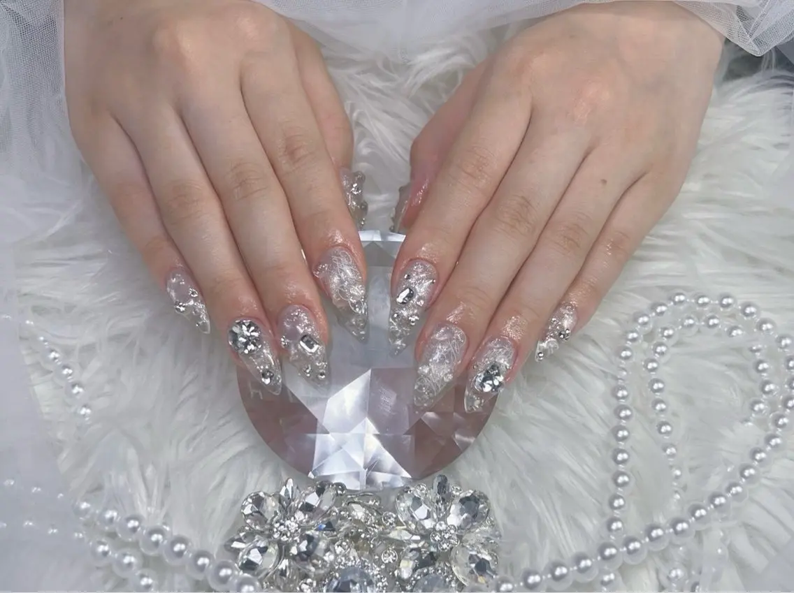 ネイル アートネイル オーロラネイル チークネイル 長さ出し フットネイル Miya _nailのネイルデザイン